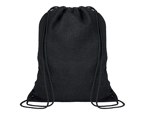 Stockholm Heathered Drawstring Bags - Black