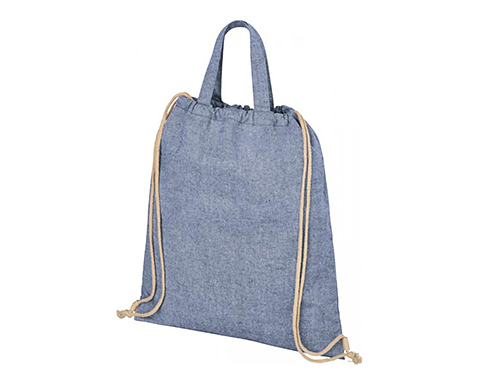 Cross Fell Heavyweight Recycled Drawstring Tote Bags - Blue