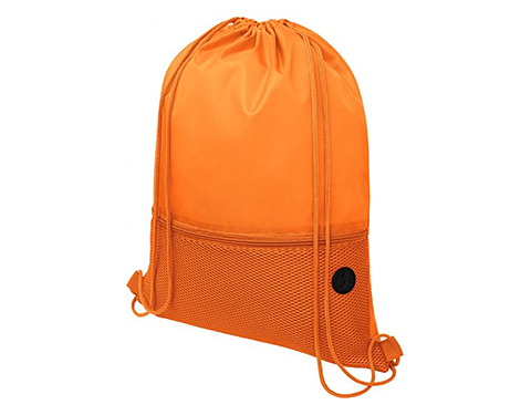 Student Headphone Port Mesh Drawstring Bags - Orange