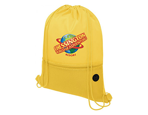 Student Headphone Port Mesh Drawstring Bags - Yellow