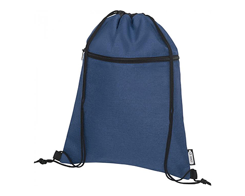 Scafell Recycled RPET Heather Drawstring Bags - Navy Blue