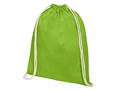 Ashbourne Heavy Cotton Drawstring Backpacks - Lime