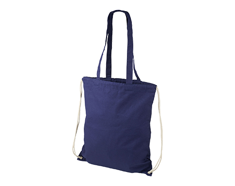 London Metro Cotton Drawstring Bags - Navy Blue