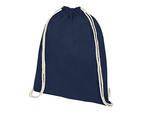 GOTS Organic Cotton Coloured Drawstring Backpacks - Navy Blue