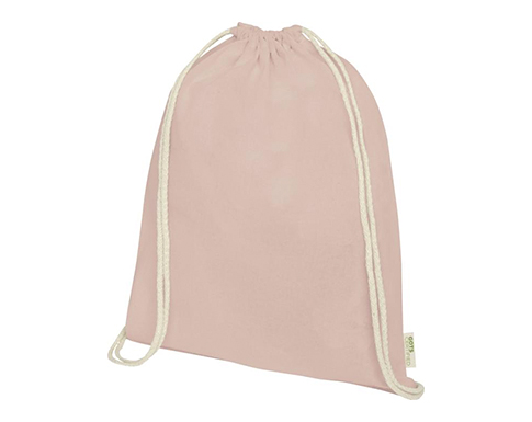 GOTS Organic Cotton Coloured Drawstring Backpacks - Pink