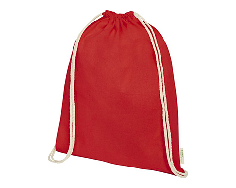 GOTS Organic Cotton Coloured Drawstring Backpacks - Red