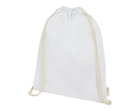 GOTS Organic Cotton Coloured Drawstring Backpacks - White