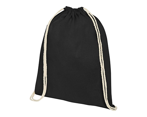 Peak Premium Cotton Drawstring Backpacks - Black
