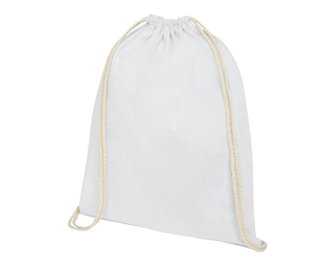 Peak Premium Cotton Drawstring Backpacks - White