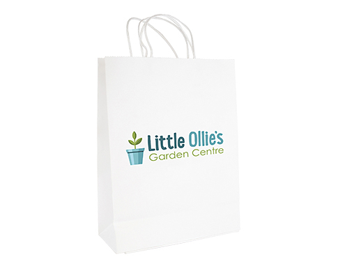 Brookvale Large Twist Handled Recyclable Paper Bag - White