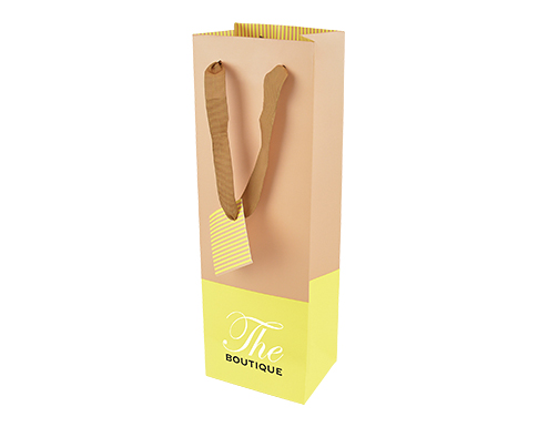 Bordeaux Laminated Paper Wine Bags - Yellow