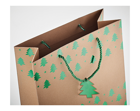 Christmas Tree Festive Paper Gift Bags - Gold