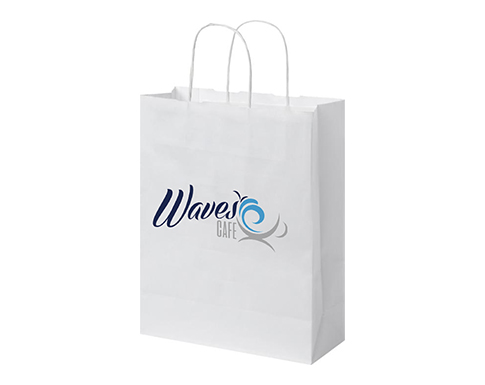 Middleham Medium Twist Handled Recycled Kraft Paper Bags - White