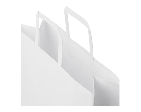 Leyburn Large Kraft Paper Flat Handled Recycled Paper Bags - White