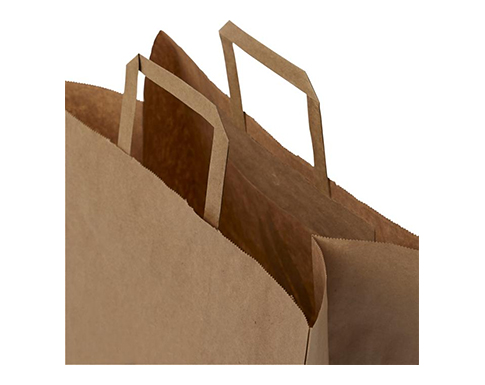 Leyburn Extra Large Kraft Paper Flat Handled Recycled Paper Bags - Natural