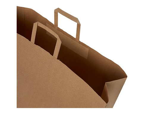Leyburn Super Large Kraft Paper Flat Handled Recycled Paper Bags - Natural
