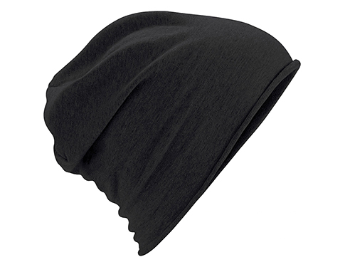 Beechfield Jersey Cotton Beanie Hats - Black