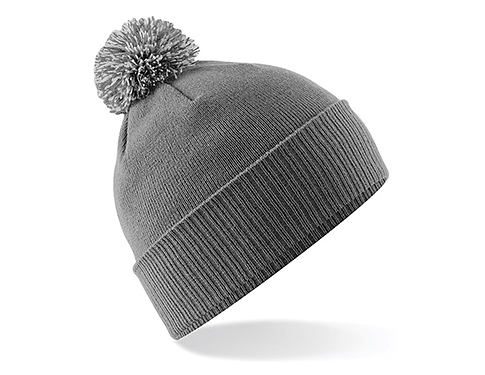 Beechfield Snowstar Bobble Beanie Hats - Dark Grey / Light Grey