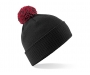 Beechfield Snowstar Bobble Beanie Hats - Black / Red