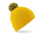 Beechfield Snowstar Bobble Beanie Hats - Gold / Black