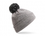 Beechfield Snowstar Bobble Beanie Hats - Heather Grey / Black
