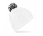 Beechfield Snowstar Bobble Beanie Hats - White / Black