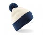 Beechfield Snowstar Two Tone Bobble Hat Beanie - Off White / French Navy