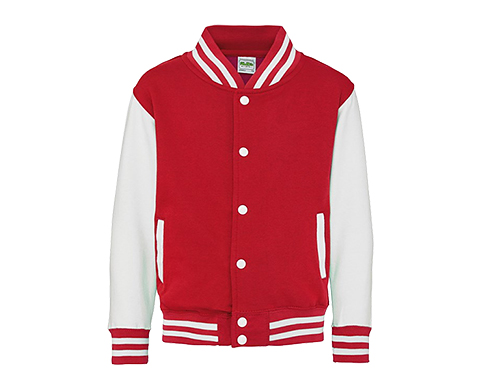 AWDis Kids Varsity Jackets - Red / White