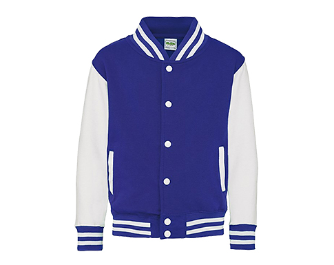 AWDis Kids Varsity Jackets - Royal Blue / White