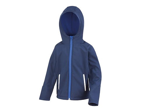 Result Core Junior TX Performance Hooded Softshell Jackets - Navy Blue