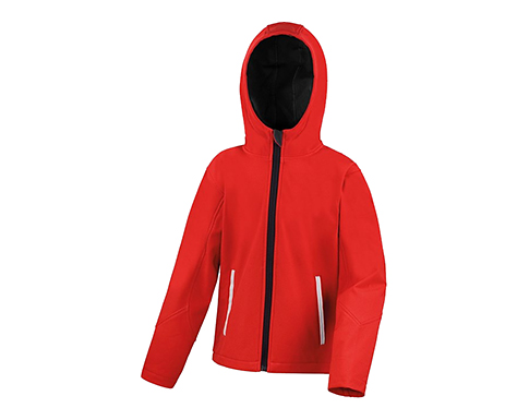 Result Core Junior TX Performance Hooded Softshell Jackets - Red