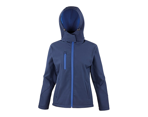 Result Core Womens TX Performance Hooded Softshell Jackets - Navy Blue