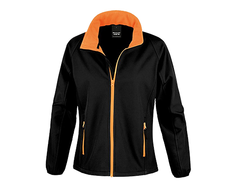 Result Core Womens Value Softshell Jackets - Black / Orange