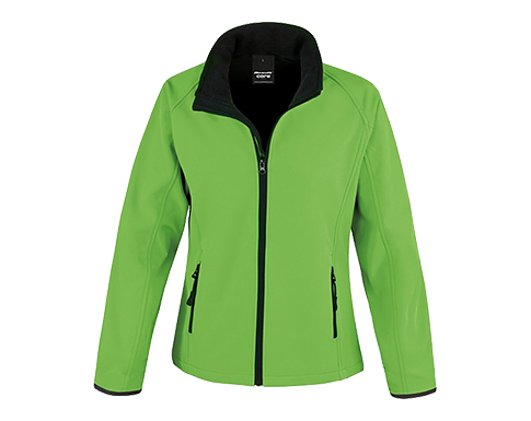 Result Core Womens Value Softshell Jackets - Vivid Green / Black