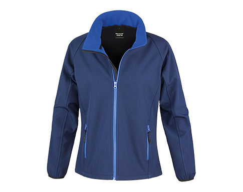 Result Core Womens Value Softshell Jackets - Navy Blue / Royal Blue
