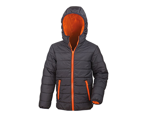 Result Core Junior Soft Padded Puffer Jackets - Black / Orange