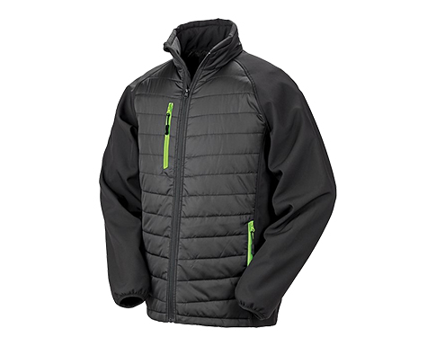 Result GRS Eco-Friendly Compass Padded Softshell Jackets - Black / Lime