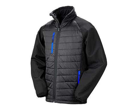 Result GRS Eco-Friendly Compass Padded Softshell Jackets - Black / Royal Blue