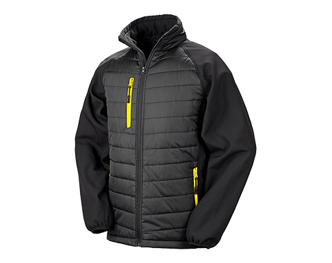 Result GRS Eco-Friendly Compass Padded Softshell Jackets - Black / Yellow