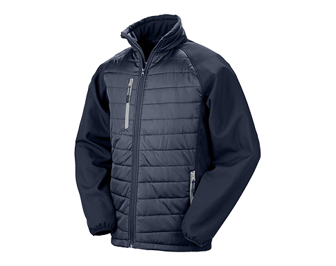 Result GRS Eco-Friendly Compass Padded Softshell Jackets - Navy Blue / Grey