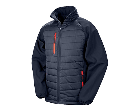 Result GRS Eco-Friendly Compass Padded Softshell Jackets - Navy Blue / Red