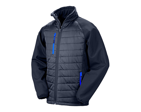 Result GRS Eco-Friendly Compass Padded Softshell Jackets - Navy Blue / Royal Blue