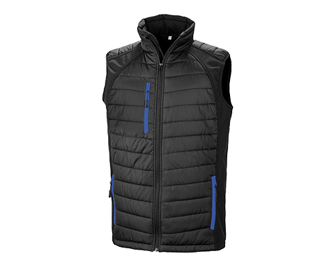 Result GRS Eco-Friendly Compass Padded Softshell Gilets - Black / Royal Blue