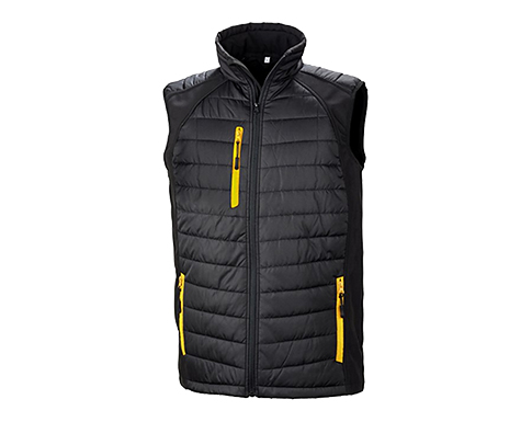 Result GRS Eco-Friendly Compass Padded Softshell Gilets - Black / Yellow