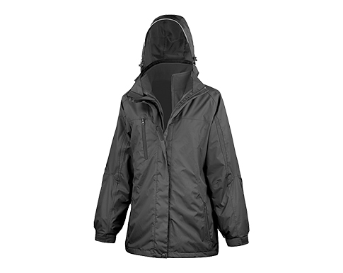 Result Womens 3-in-1 Journey Jackets With Softshell Inner - Black