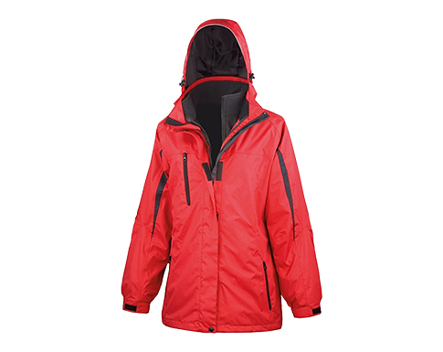 Result Womens 3-in-1 Journey Jackets With Softshell Inner - Red