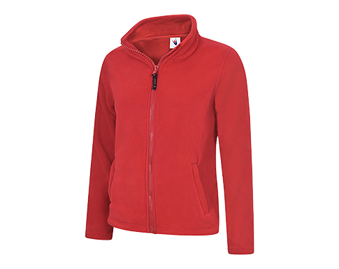 Uneek Womens Classic Full Zip Micro Fleece Jackets - Red
