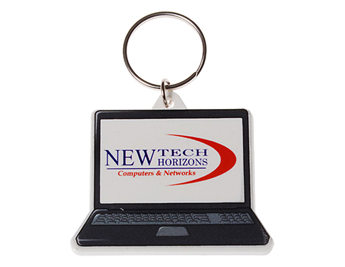 Branded Laptop Shaped Recycled Plastic Keyrings