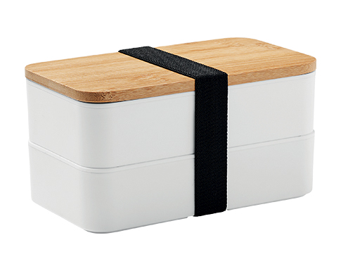Saltash Two Tier Lunch Box & Cutlery Set - White