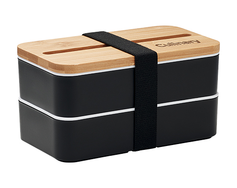 Richmond Recycled Two Tier Lunch Box & Cutlery Set - Black